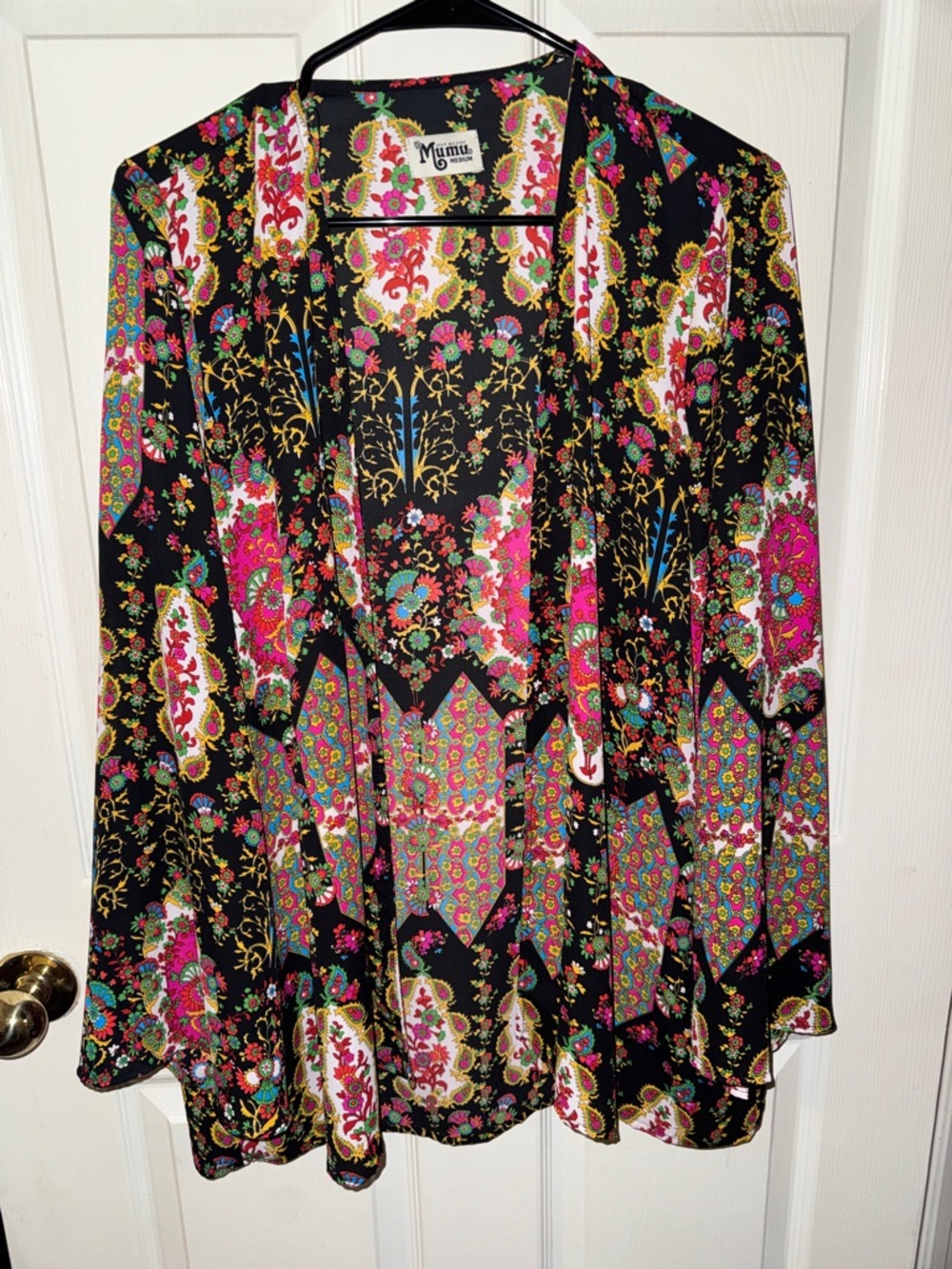 Show Me Your Mumu Floral Paisley Print Light Weight Cardigan Bell Sleeves Sz M - Picture 4 of 5